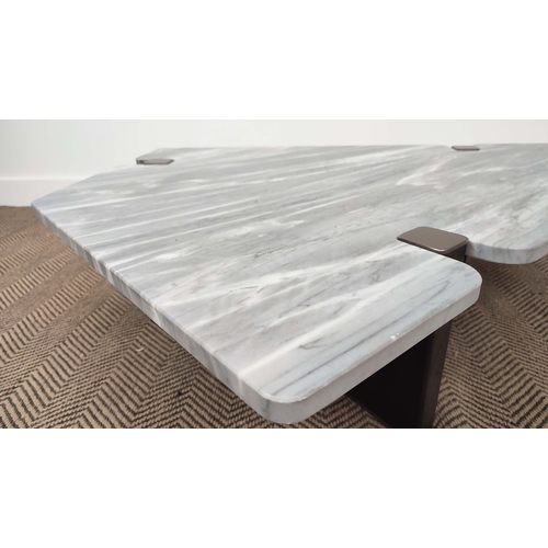 587 - MINOTTI JACOB COFFEE TABLE, by Roldolfo Dordoni, with shaped grey marble top, 28cm H x 124cm W x 102... 