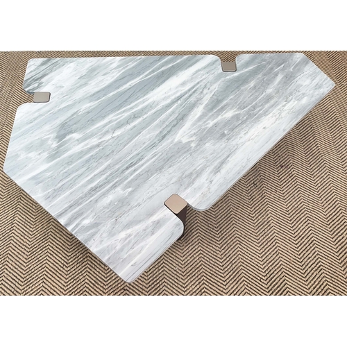 587 - MINOTTI JACOB COFFEE TABLE, by Roldolfo Dordoni, with shaped grey marble top, 28cm H x 124cm W x 102... 