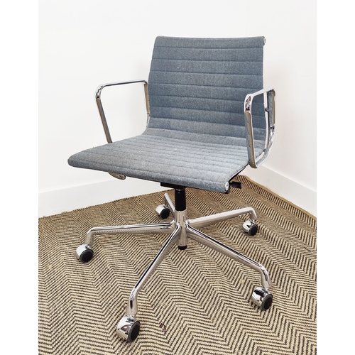 589 - VITRA ALLUMINIUM GROUP CHAIR, by Charles and Ray Eames, in light grey upholstery, 84cm H x 56cm D.