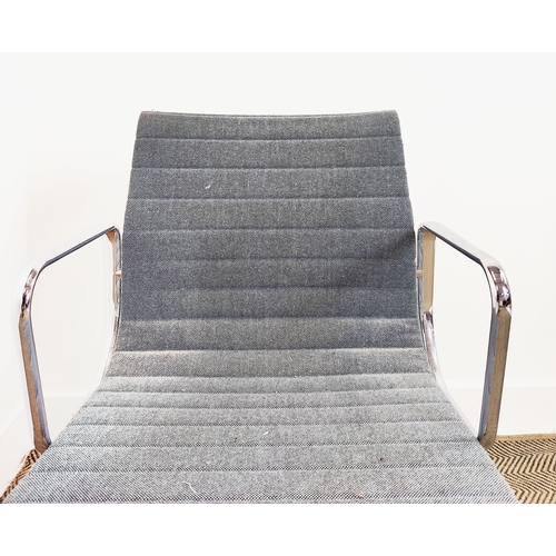 589 - VITRA ALLUMINIUM GROUP CHAIR, by Charles and Ray Eames, in light grey upholstery, 84cm H x 56cm D.