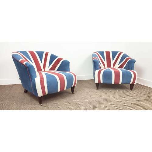 598 - UNION JACK ARMCHAIRS, a pair, 73cm H x 69cm W.