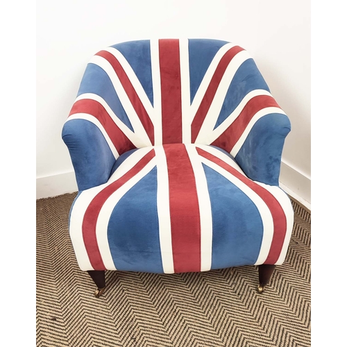 598 - UNION JACK ARMCHAIRS, a pair, 73cm H x 69cm W.