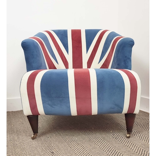 598 - UNION JACK ARMCHAIRS, a pair, 73cm H x 69cm W.