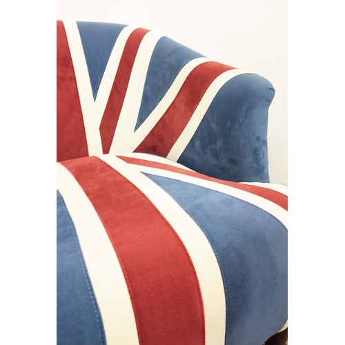 598 - UNION JACK ARMCHAIRS, a pair, 73cm H x 69cm W.