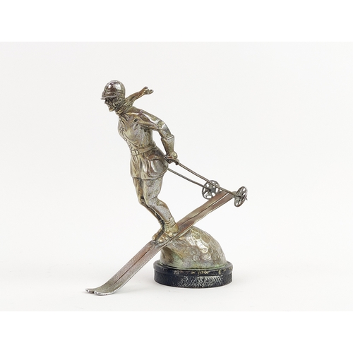 6 - RILEY 'SKI-LADY' MOTOR CAR MASCOT, c.1930's, chromed brass mounted on radiator cap, 14cm H.