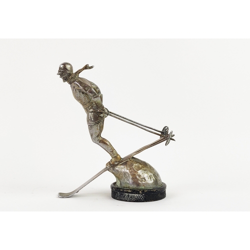 6 - RILEY 'SKI-LADY' MOTOR CAR MASCOT, c.1930's, chromed brass mounted on radiator cap, 14cm H.