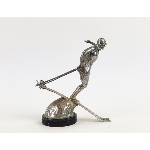 6 - RILEY 'SKI-LADY' MOTOR CAR MASCOT, c.1930's, chromed brass mounted on radiator cap, 14cm H.