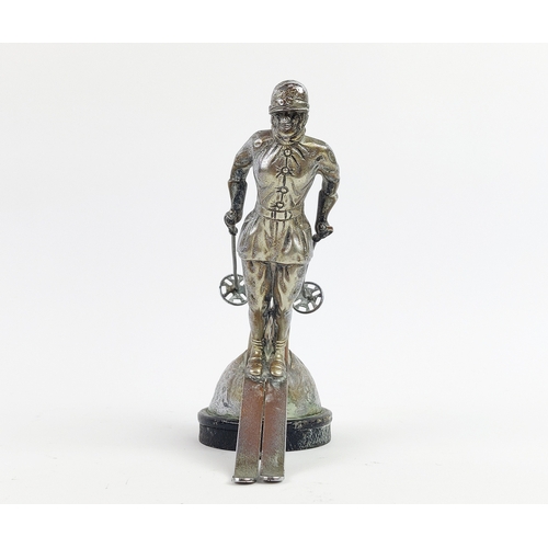 6 - RILEY 'SKI-LADY' MOTOR CAR MASCOT, c.1930's, chromed brass mounted on radiator cap, 14cm H.