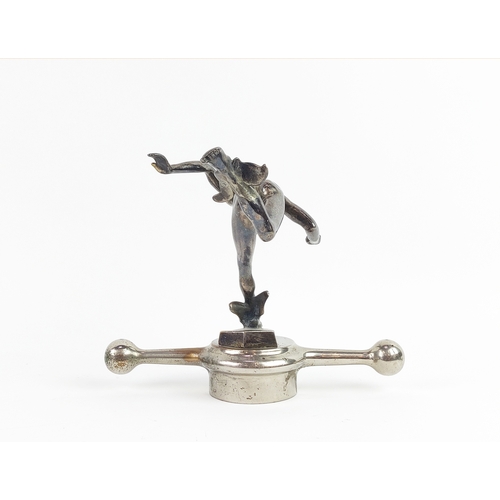 7 - CAR MASCOT RUNNING MERCURY BY SASPORTAS SPERANZA, French c.1920s nickel plated bronze, signed, 18cm ... 