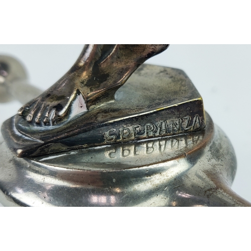 7 - CAR MASCOT RUNNING MERCURY BY SASPORTAS SPERANZA, French c.1920s nickel plated bronze, signed, 18cm ... 