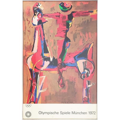 72 - MARINO MARINI, 'Figure and Horse, Olympische, Munchen, 1972', giclee, 100cm x 63cm, framed.