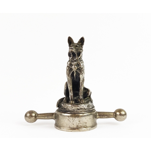 8 - CAR MASCOT 'GERMAN SHEPARD', French 1920s, signed E Bregeon, 14cm H.