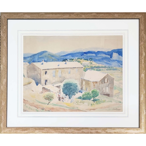 89 - EMANUELE COSTA (1875-1959), 'Farmhouse Tuscany', watercolour, 39cm x 50cm, signed and dated 1928, fr... 