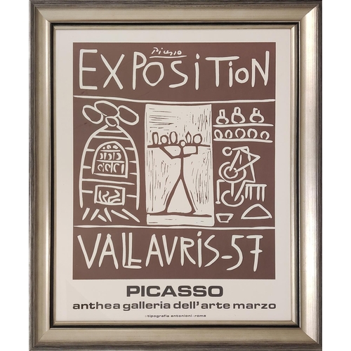 92 - PABLO PICASSO (1881-1973), 'Exposition Toros Vallauris 1957', lithographic poster, 71cm x 56cm, fram... 