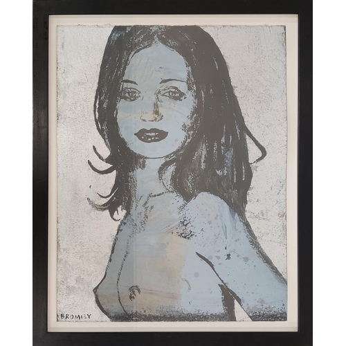 96 - DAVID BROMLEY (Australian b.1960), 'Nude', silver metallic leaf and acrylic on canvas, signed, 71cm ... 