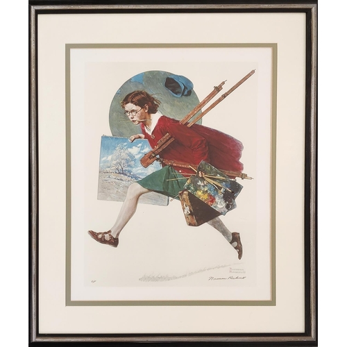 97 - NORMAN ROCKWELL (American 1894-197), 'Wet paint', artist proof, signed, 71cm x 49cm, framed.