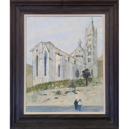 99 - RICHARD BEER (1928-2017), 'Cathedral, Italy', oil on canvas, 50cm x 40cm, signed, framed. (Subject t... 