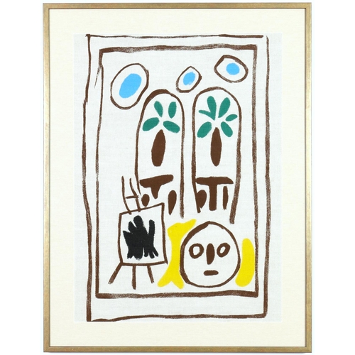 109 - PABLO PICASSO, a set of two screen printed textile (linen), panels of Picasso's sketchbook produced ... 