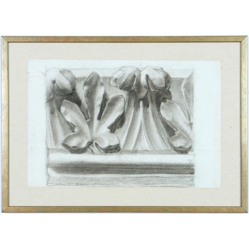 71 - A SET OF TWO 19TH CENTURY FRENCH CHARCOAL AND PENCIL CLASSICAL DRAWINGS, male nude study and archite... 