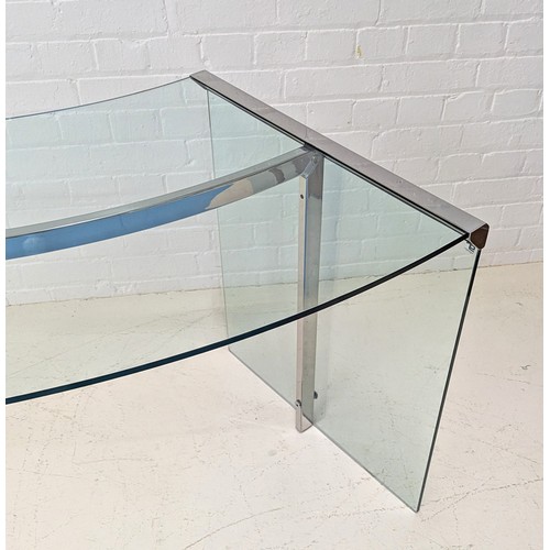 350 - GALLOTI AND RADICE PRESIDENT DESK, glass and chrome, 74cm H x 170cm W x 82cm D.