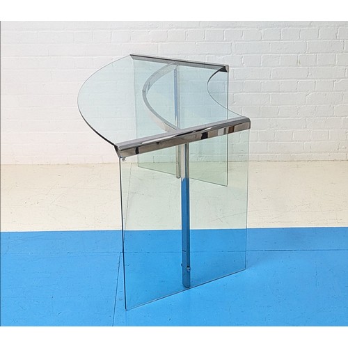 350 - GALLOTI AND RADICE PRESIDENT DESK, glass and chrome, 74cm H x 170cm W x 82cm D.