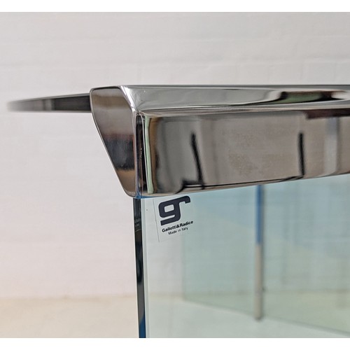 350 - GALLOTI AND RADICE PRESIDENT DESK, glass and chrome, 74cm H x 170cm W x 82cm D.