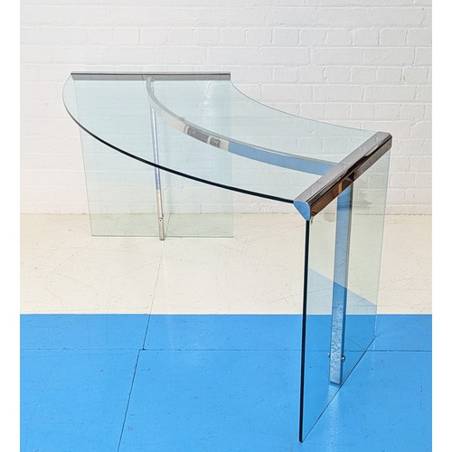 350 - GALLOTI AND RADICE PRESIDENT DESK, glass and chrome, 74cm H x 170cm W x 82cm D.