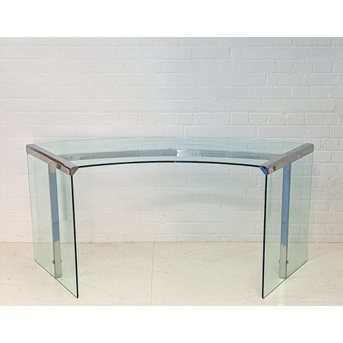 350 - GALLOTI AND RADICE PRESIDENT DESK, glass and chrome, 74cm H x 170cm W x 82cm D.