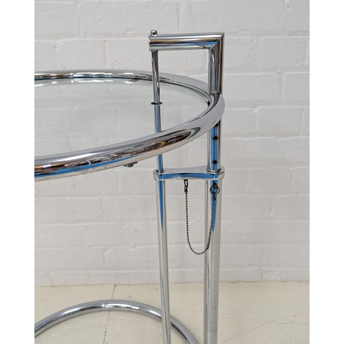 351 - EILEEN GREY E1027 SIDE TABLE, glass and chrome with adjustable height, by Vereinigte Werkstatten, 62... 