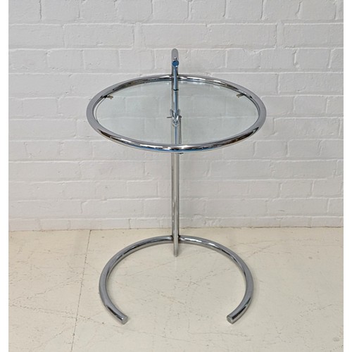 351 - EILEEN GREY E1027 SIDE TABLE, glass and chrome with adjustable height, by Vereinigte Werkstatten, 62... 