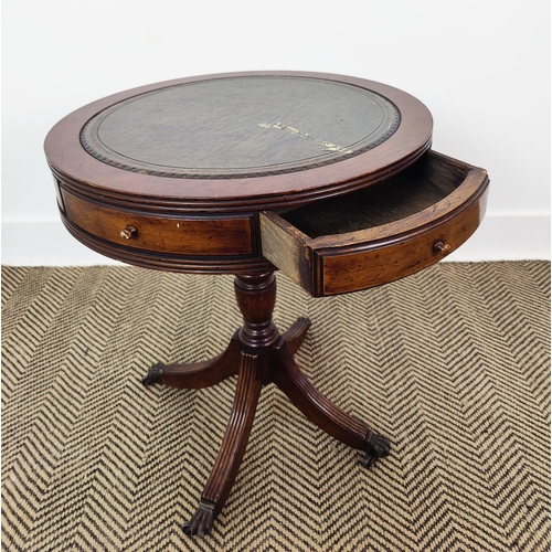 163 - A 19TH CENTURY ROSEWOOD AND MARQUETRY INLAID SIDE TABLE, plus a small drum table and a mahogany tilt... 