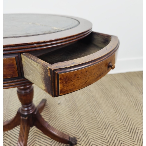 163 - A 19TH CENTURY ROSEWOOD AND MARQUETRY INLAID SIDE TABLE, plus a small drum table and a mahogany tilt... 