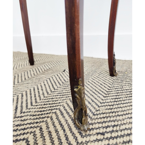 163 - A 19TH CENTURY ROSEWOOD AND MARQUETRY INLAID SIDE TABLE, plus a small drum table and a mahogany tilt... 