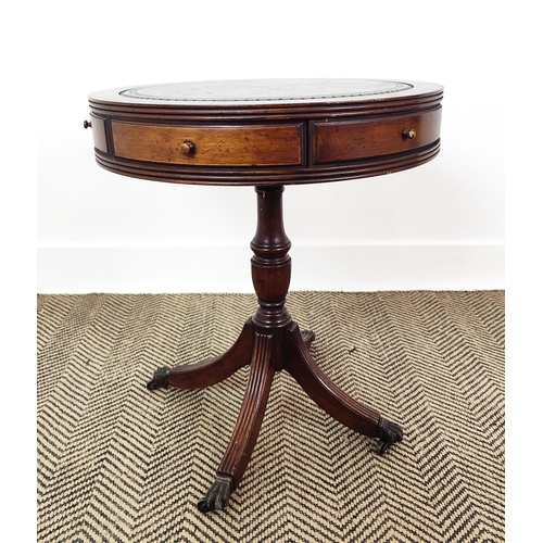 163 - A 19TH CENTURY ROSEWOOD AND MARQUETRY INLAID SIDE TABLE, plus a small drum table and a mahogany tilt... 