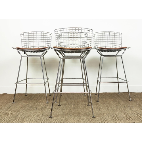 352 - KNOLL BERTOIA BAR STOOLS, a set of four, by Harry Bertoia, 104cm H x 54cm W x 55cm D. (4)