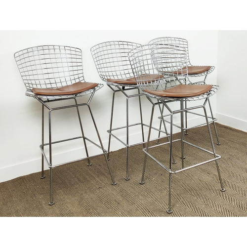 352 - KNOLL BERTOIA BAR STOOLS, a set of four, by Harry Bertoia, 104cm H x 54cm W x 55cm D. (4)