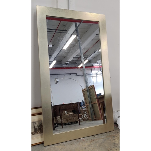 580 - A LARGE RECTANGULAR GILT FRAMED WALL MIRROR, 230cm H x 138cm W.