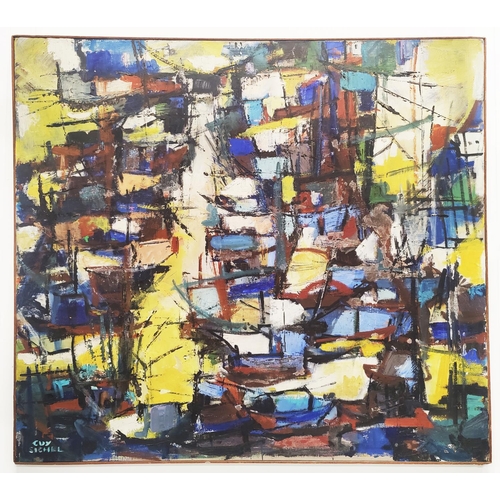 80 - GUY SICHEL, 'Harbour', oil on canvas, 112cm x 100cm, signed.