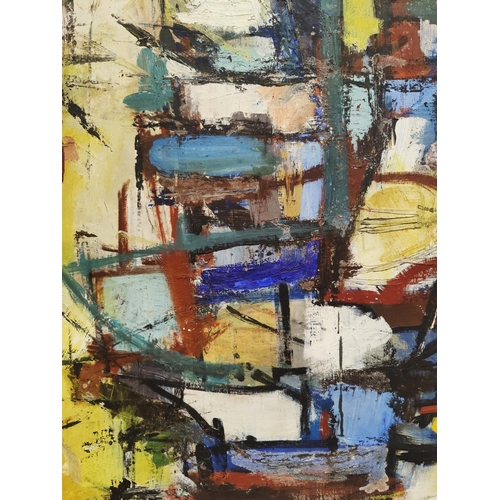 80 - GUY SICHEL, 'Harbour', oil on canvas, 112cm x 100cm, signed.