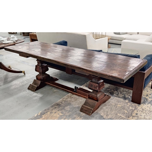 596 - REFECTORY TABLE, 17th century style oak, 79cm H x 249cm x 75cm.