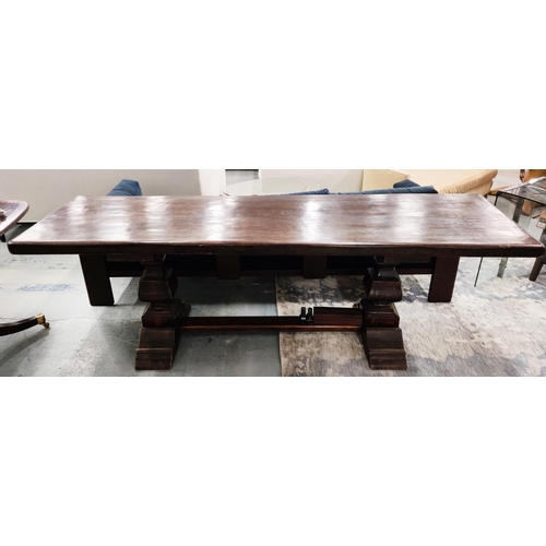 596 - REFECTORY TABLE, 17th century style oak, 79cm H x 249cm x 75cm.