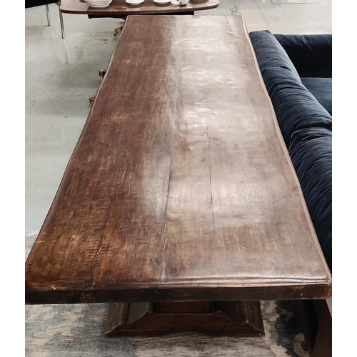 596 - REFECTORY TABLE, 17th century style oak, 79cm H x 249cm x 75cm.