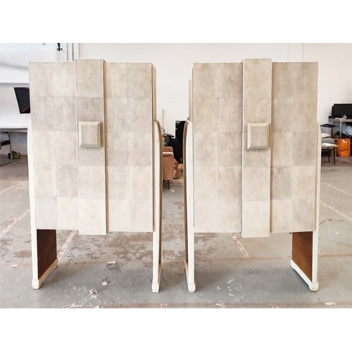 560 - BESPOKE R&Y AUGOUSTI SHAGREEN CABINETS, a pair, Art Deco style with fitted interiors, 164cm H x 100c... 