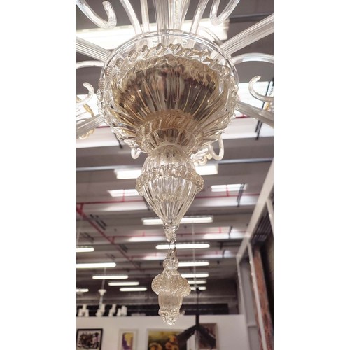 415A - VOLTOLINA MURANO CHANDELIER, six branch, 153cm H including chain.