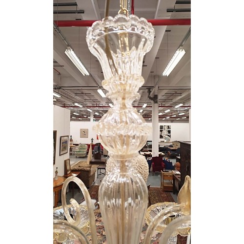 415A - VOLTOLINA MURANO CHANDELIER, six branch, 153cm H including chain.