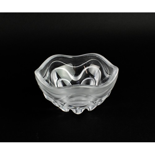 18 - LALIQUE BOWL, and vase Tiffany box, and cut glass plate, Riedel decanter, four Tiffany glasses and p... 