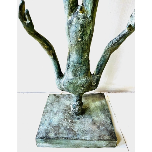 244 - CONTEMPORARY SCHOOL REFLECTION SCULPTURE, bronze figures in a verdigris finish, 117cm H x 21cm W x 1... 