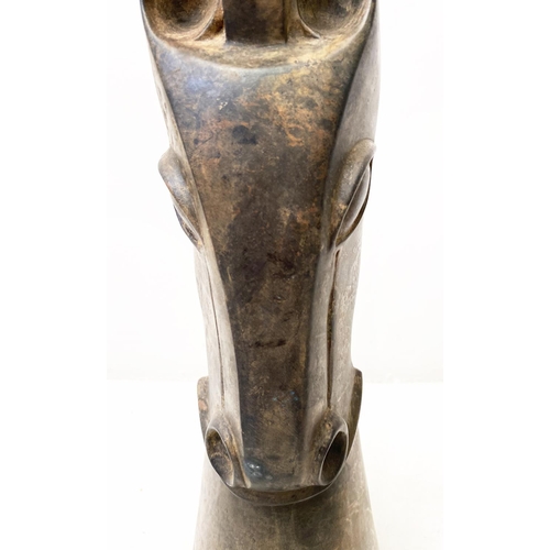 247 - CONTEMPORARY SCHOOL HORSE HEAD SCULPTURE, in bronze, 45cm H x 18cm W x 14cm D.