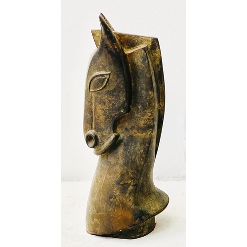 247 - CONTEMPORARY SCHOOL HORSE HEAD SCULPTURE, in bronze, 45cm H x 18cm W x 14cm D.