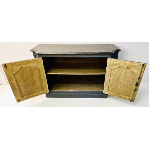 320 - SIDEBOARD, French style grey painted with slate top over two cupboard doors, 87cm H x 147cm W x 57cm... 